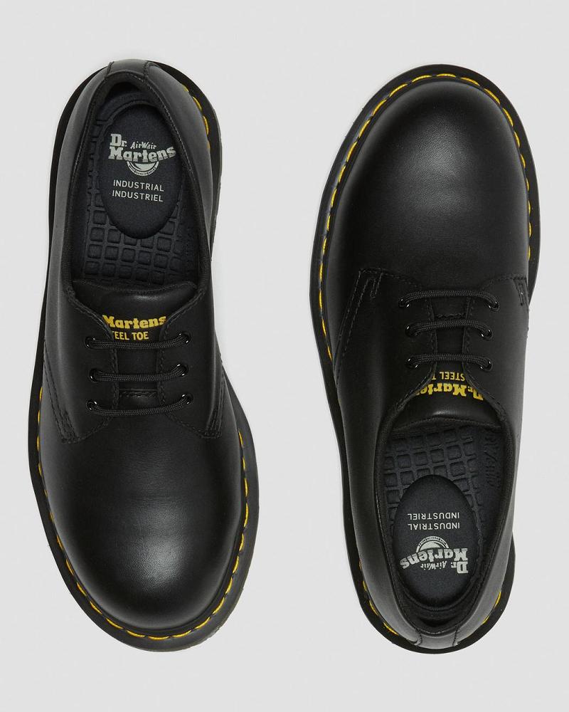 Black Women's Dr Martens 1461 Slip Resistant Steel Toe Work Shoes | CA 403MQZ